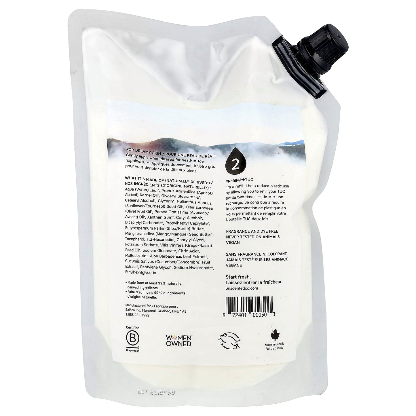 The Unscented Company, Lotion, Hands + Body, Refill, Fragrance Free, 33.8 fl oz (1 l) - Image 2