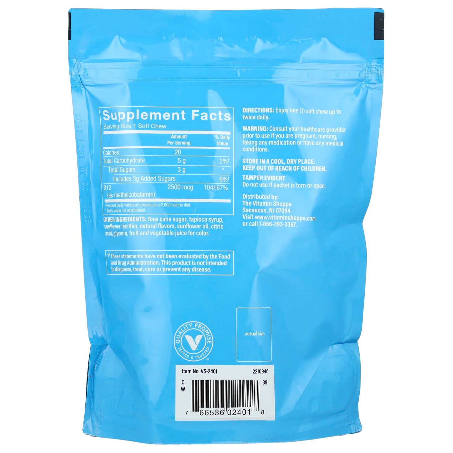 The Vitamin Shoppe, Vitamin B12, Methylcobalamin, Mixed Berry, 2,500 mcg, 60 Soft Chews - Image 2
