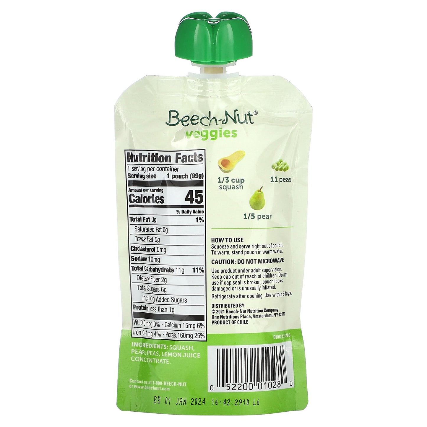 Nutritious Beech-Nut Veggies Puree for 6+ Month Babies - Image 2