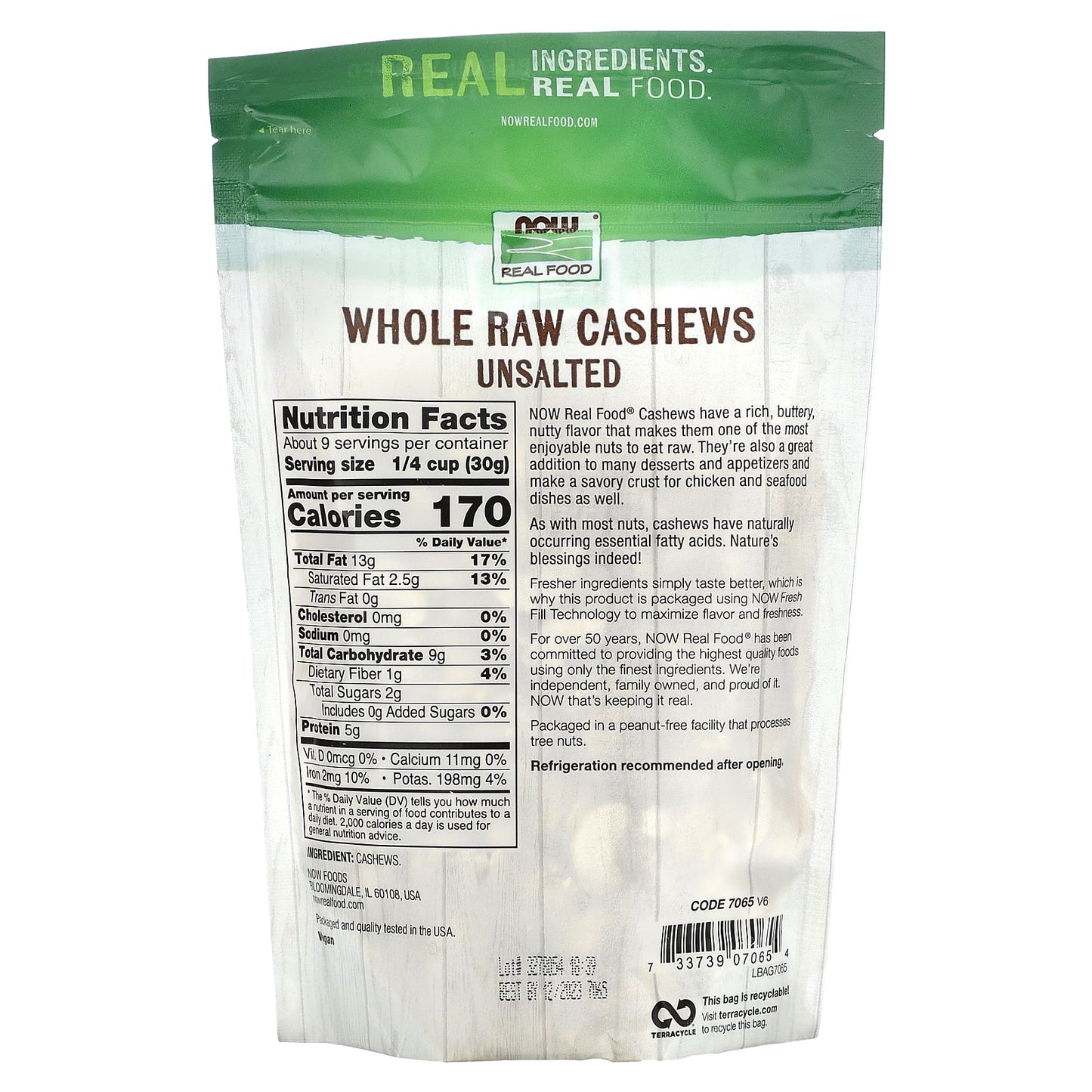NOW Foods, Real Food, Whole, Raw Cashews, Unsalted, 10 oz (284 g) - Image 2