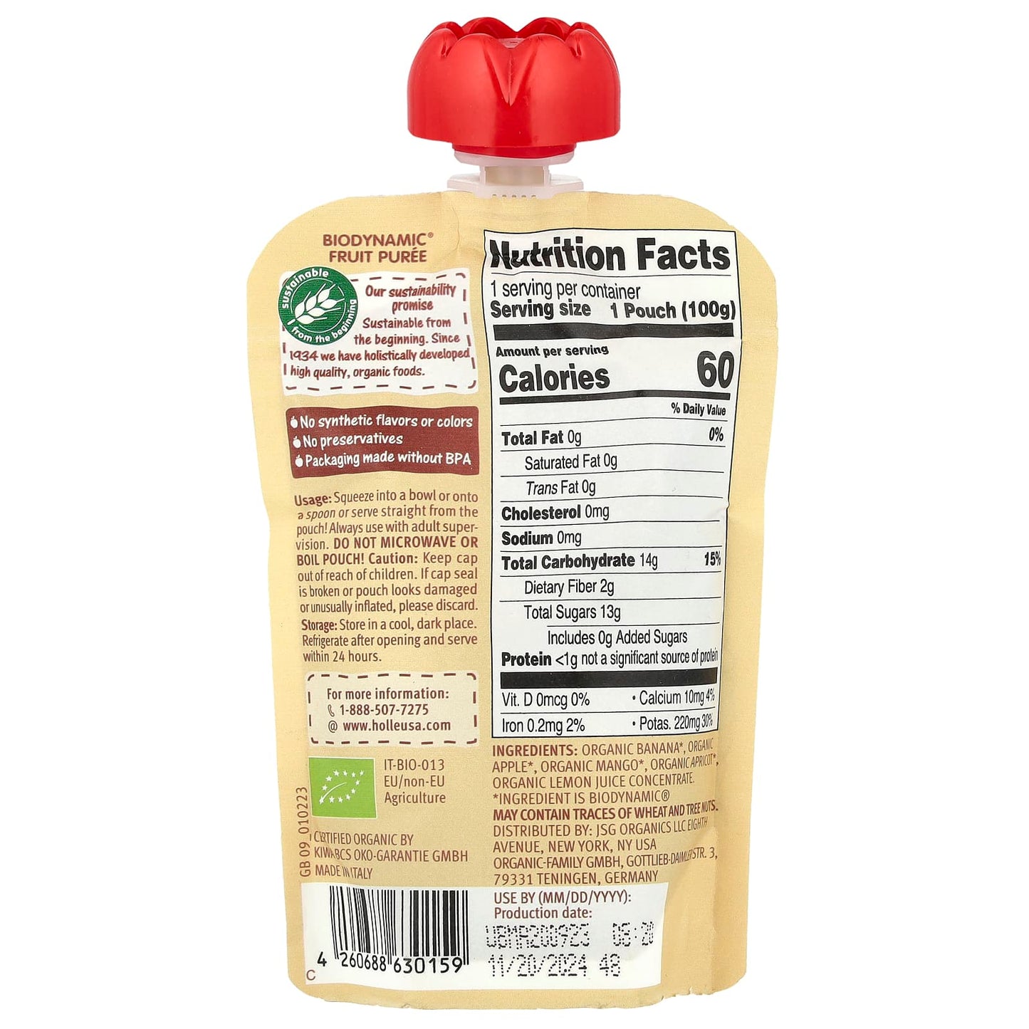 Holle Organic Baby Fruit Puree, Banana Llama, 6+ Months, USDA Organic, Non-GMO - Image 2