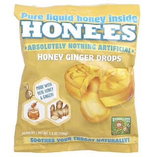 Honees Natural Honey Ginger Throat Drops, 20 Pieces, 3.5 oz