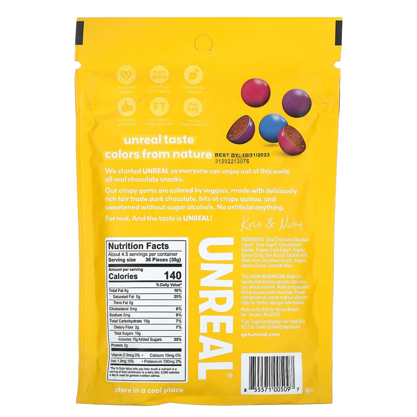 Unreal, Dark Chocolates With Crispy Quinoa, 5 oz (142 g) - Image 2