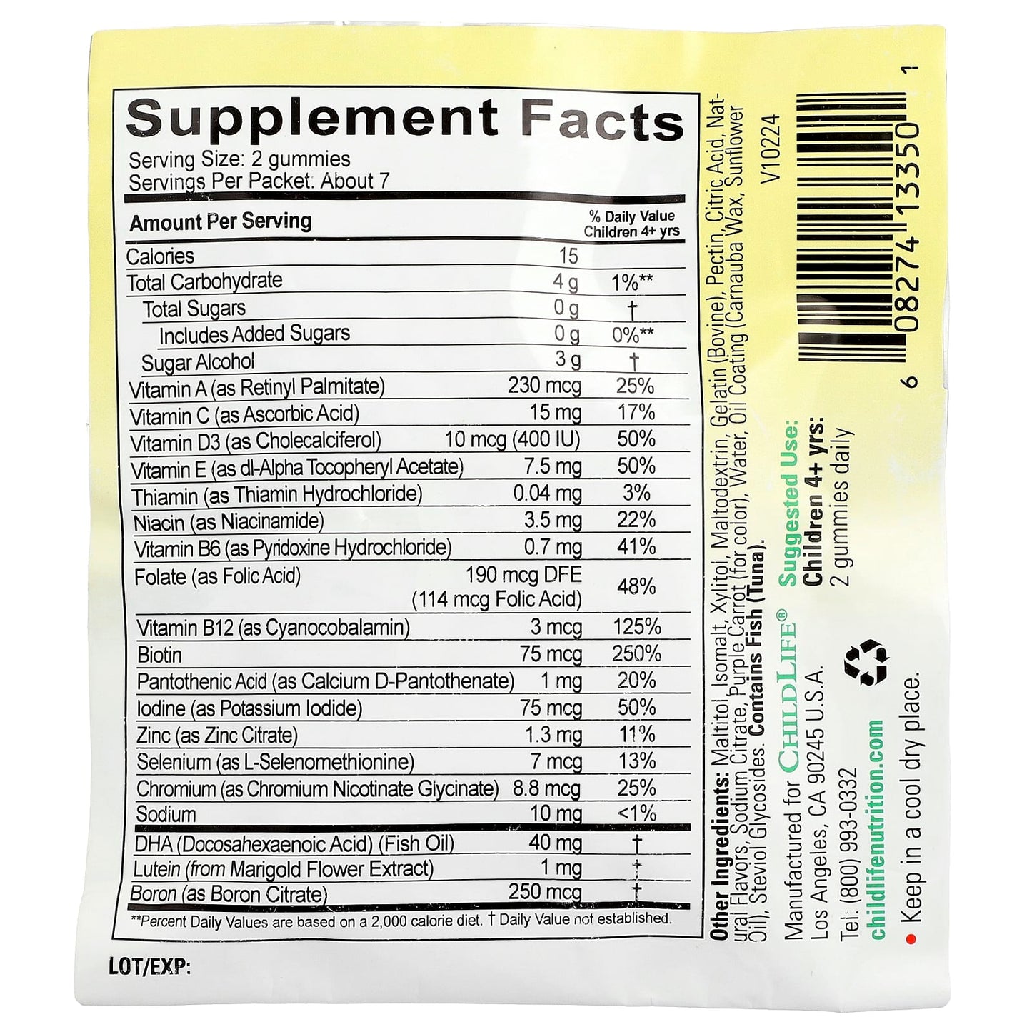 ChildLife Essentials Natural Strawberry Lemon Multivitamin Gummies for Kids, 14 Count - Image 2