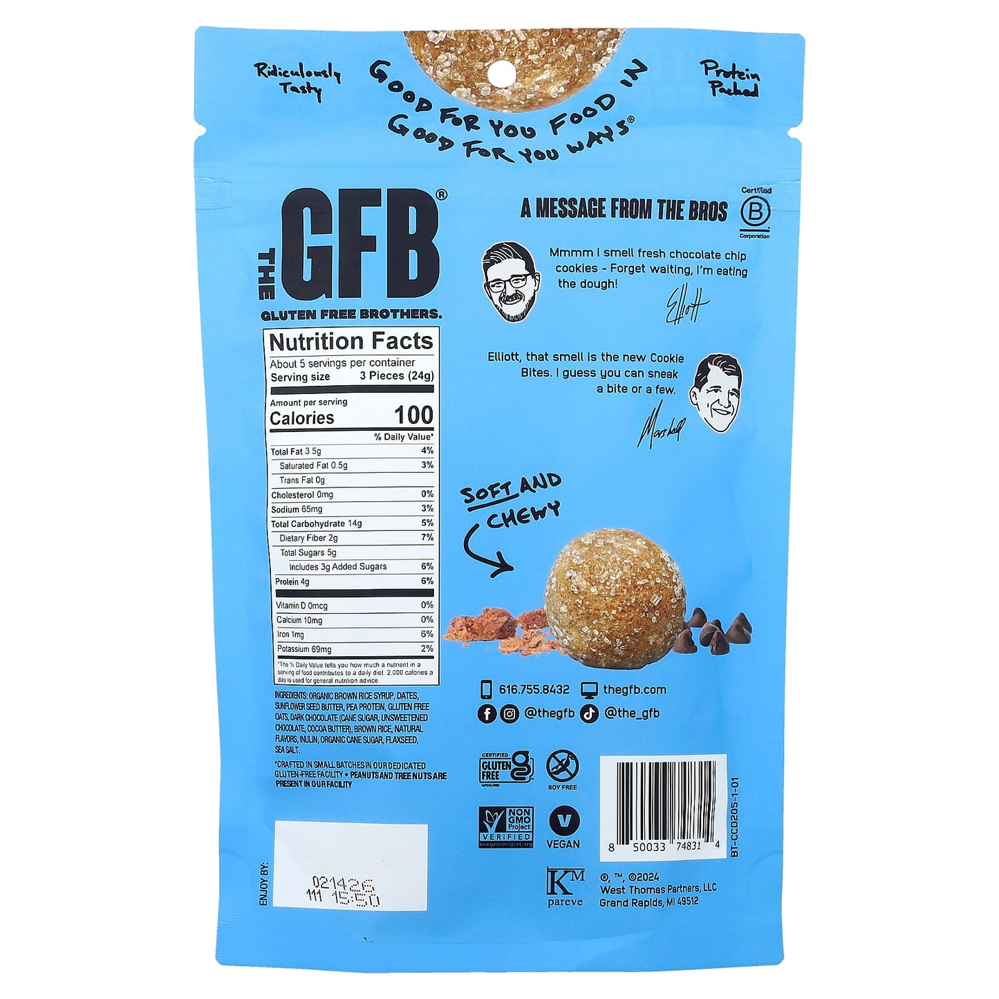 The GFB, Cookie Bites, Chocolate Chip Cookie Dough, 4 oz (113 g) - Image 2
