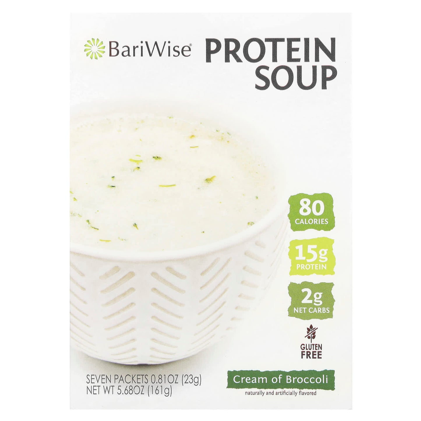 BariWise Cream of Broccoli Protein Soup, 0.81 oz (23g), 7 Packets - Image 1
