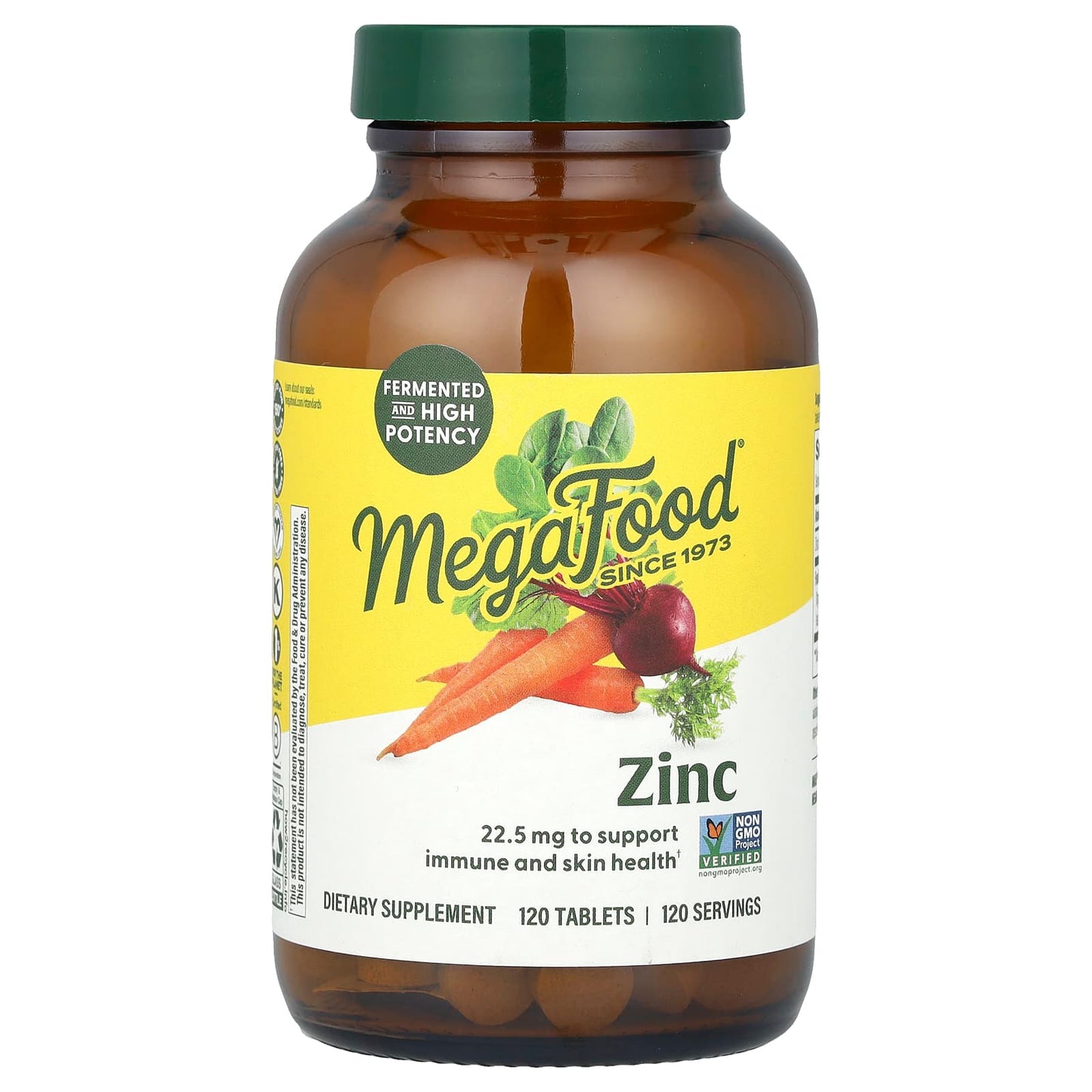 MegaFood, Zinc, 22.5 mg, 120 Tablets - Image 1
