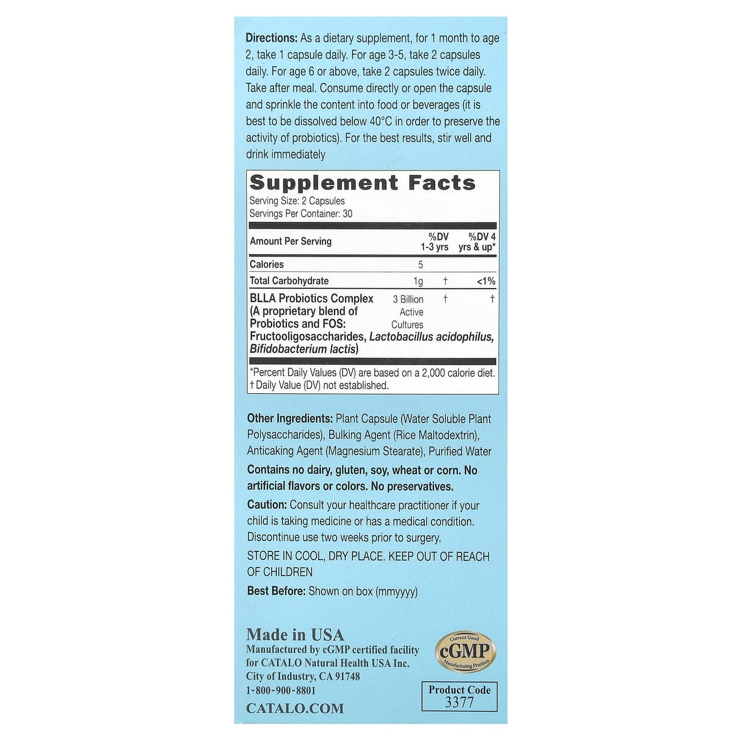 CATALO Baby Probiotics for Digestive & Immune Health - 60 Capsules - Image 2