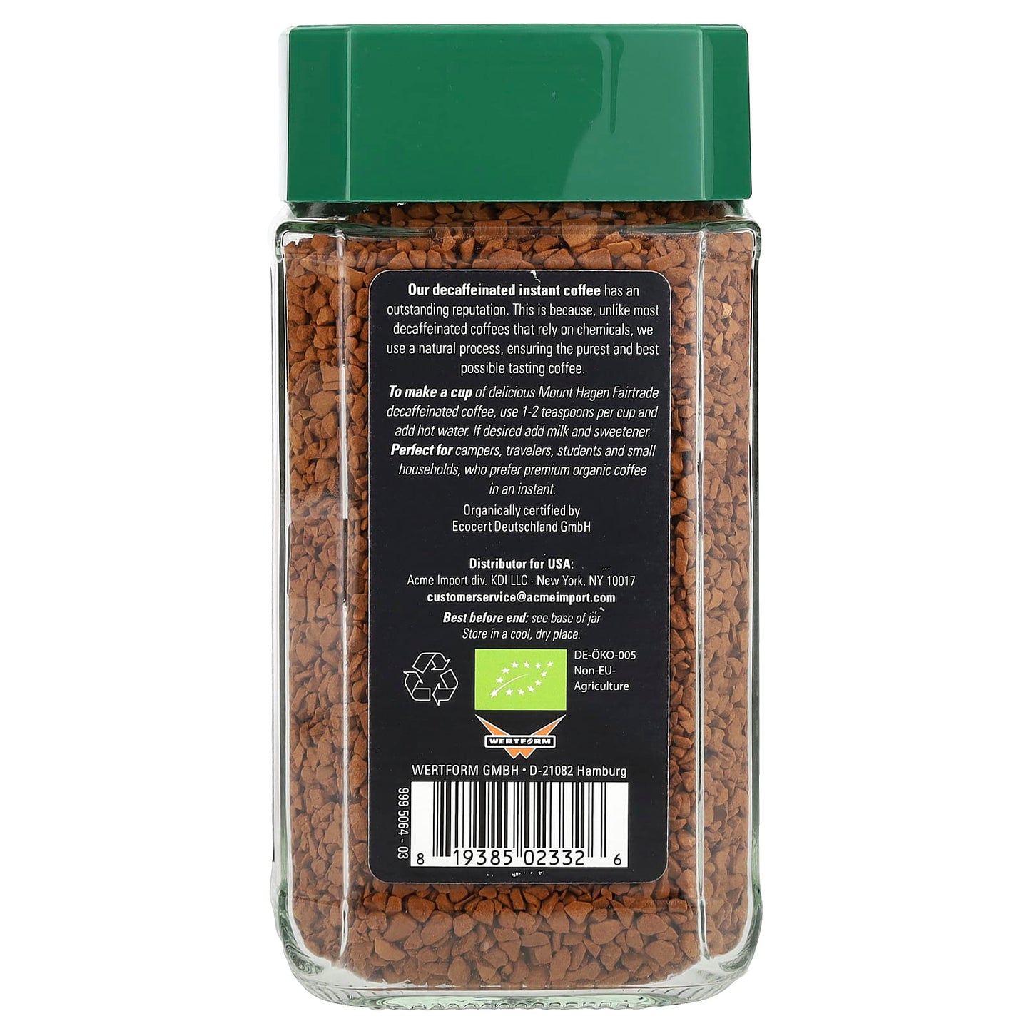 Mount Hagen, Organic Fairtrade Instant Coffee, Decaffeinated, 3.53 oz (100 g)