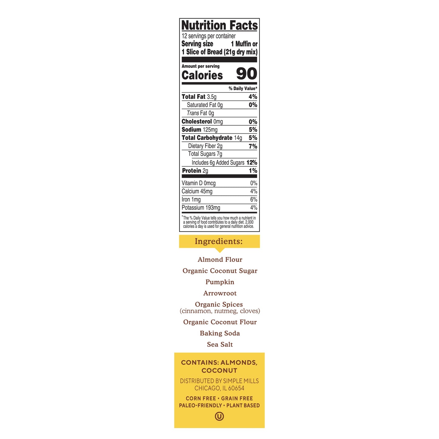 Simple Mills, Almond Flour Baking Mix, Pumpkin Muffin & Bread, 9 oz (255 g) - Image 2
