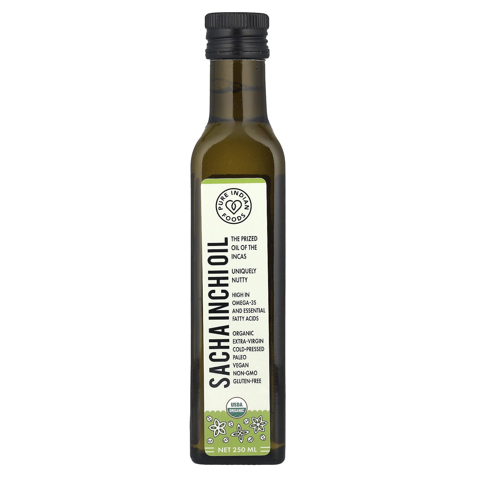 Pure Indian Foods, Organic Cold Pressed Extra-Virgin Sacha Inchi Oil, 250 ml - Image 1