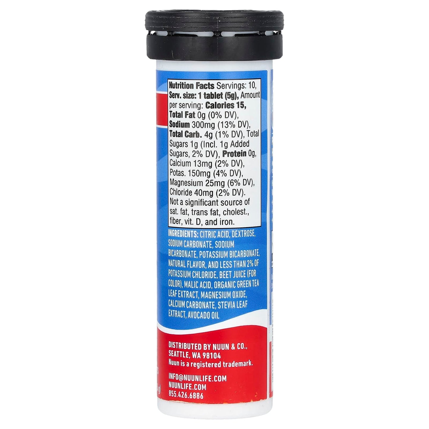 Nuun, Sport Hydration + Caffeine, Effervescent Electrolyte Drink, Cherry Limeade, 10 Tablets