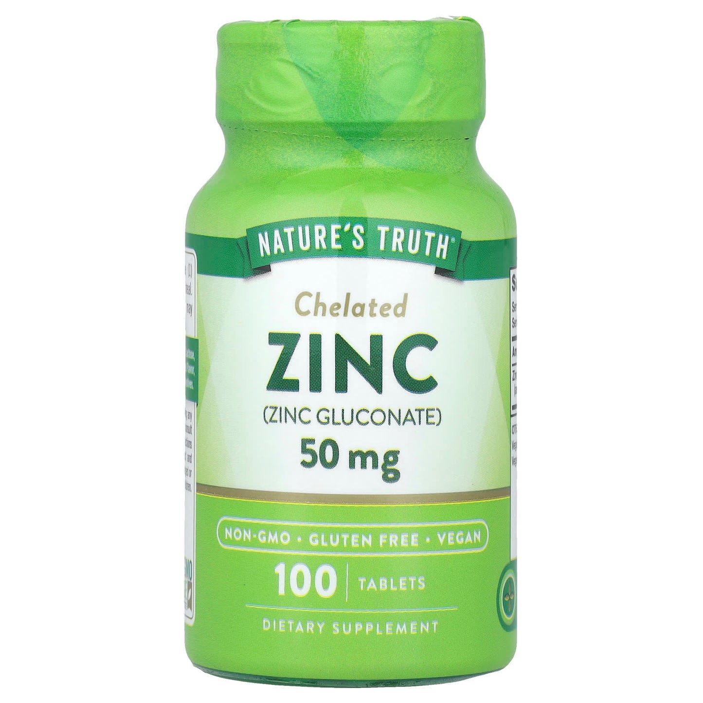 Nature's Truth, Zinc, Chelated , 50 mg, 100 Tablets - Image 1