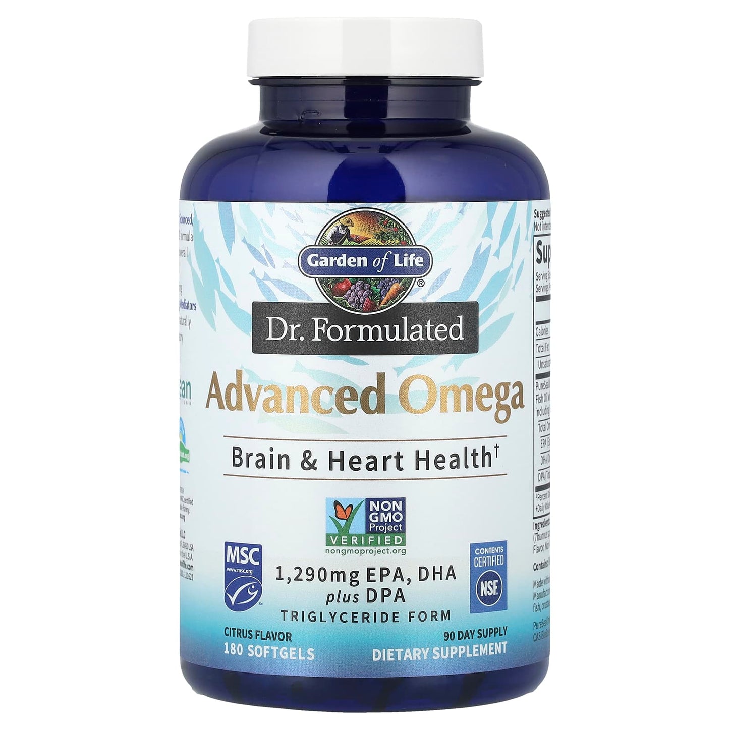 Garden of Life Advanced Omega-3 Citrus Softgels for Brain and Heart Health - Image 1