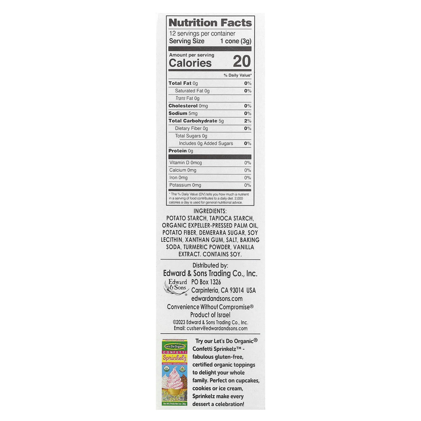 Edward & Sons, Let's Do® Gluten Free, Ice Cream Cones, Cake Style, 12 Cones, 1.2 oz (36 g)