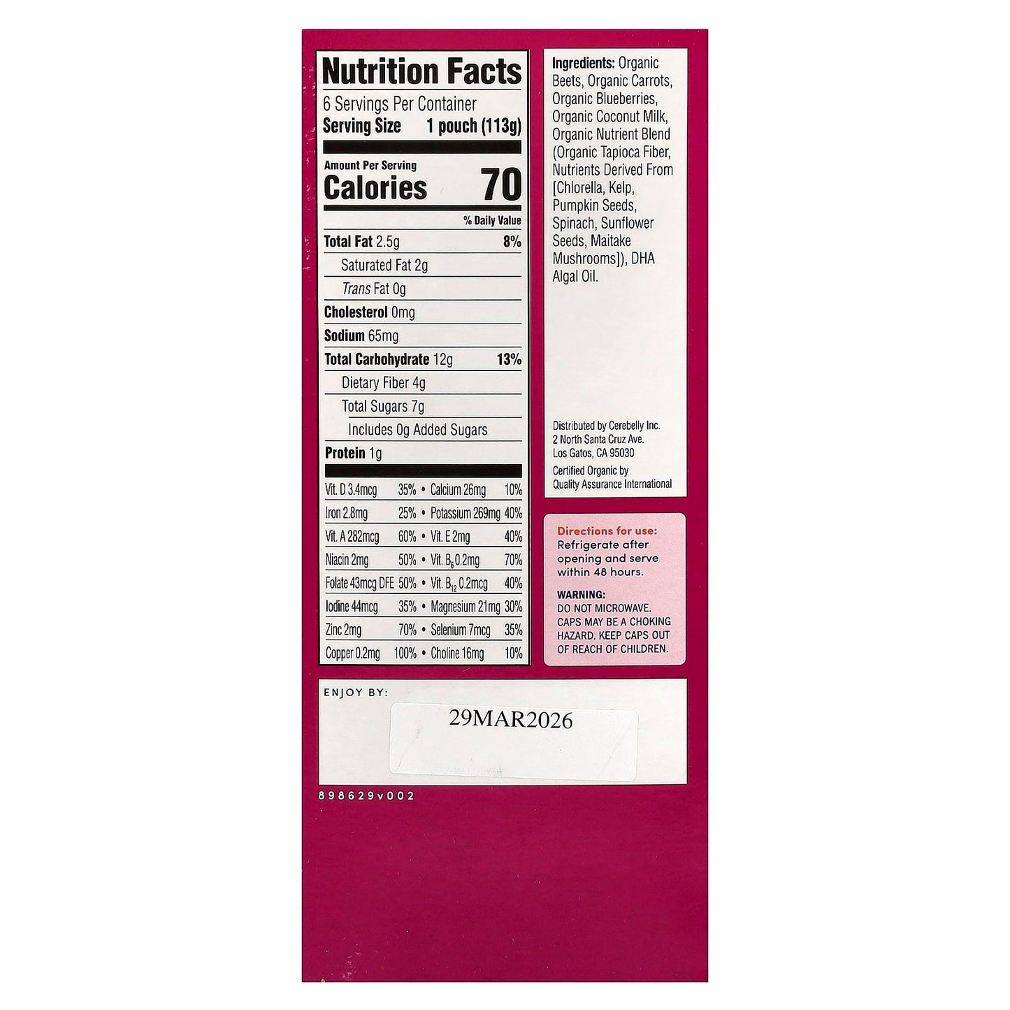 Organic Baby Puree with Brain-Supporting Nutrients - Cerebelly - Image 2