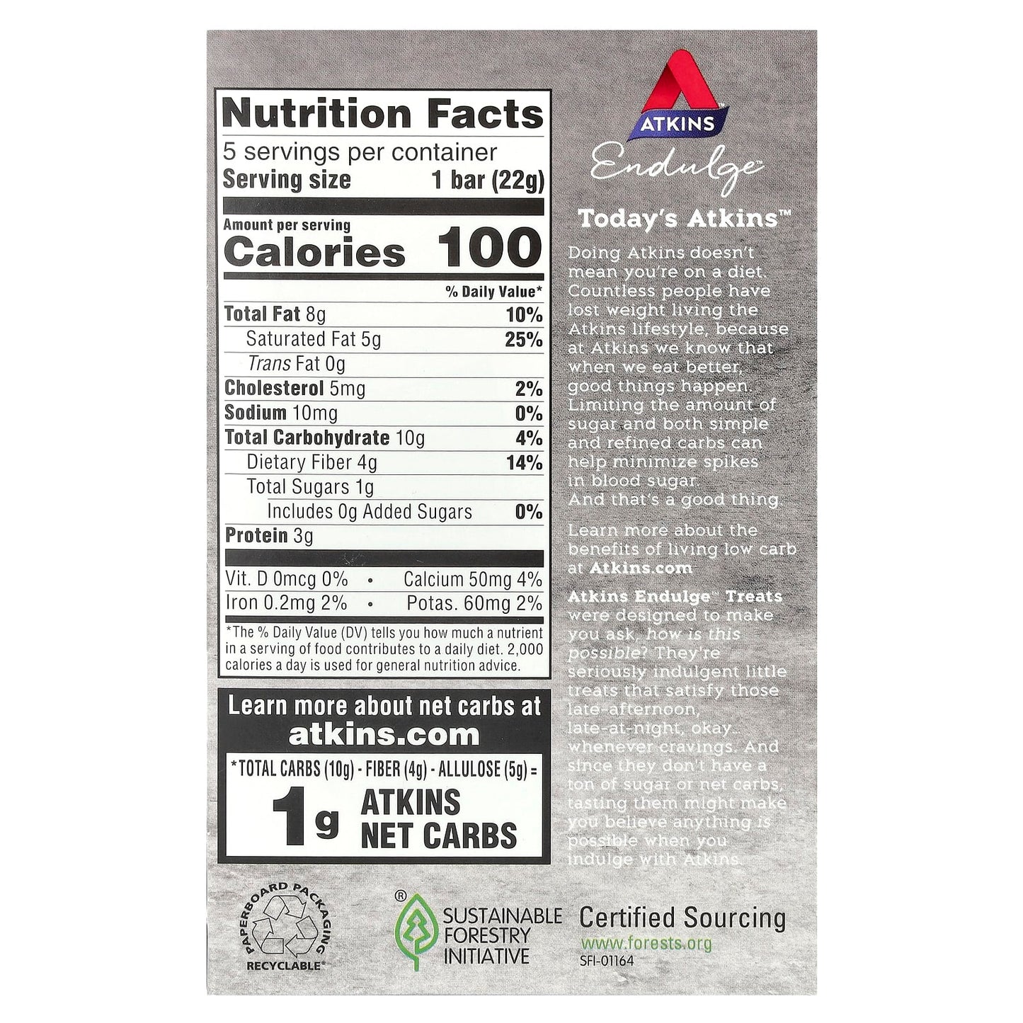 Low-Carb Atkins Endulge Crunch Bars, 5-Count, 100 Calories - Image 2