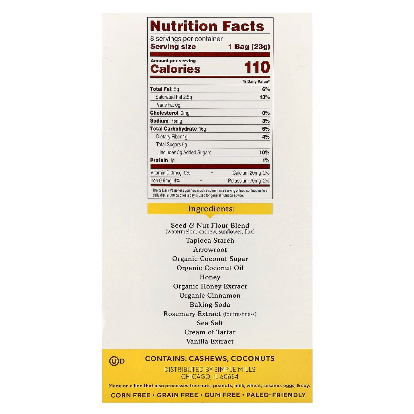 Simple Mills, Seed & Nut Flour, Sweet Thins®, Honey Cinnamon, 8 Packs, 0.8 oz (23 g) Each - Image 2