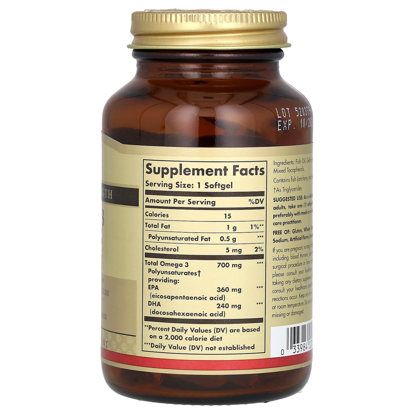 Solgar, Omega-3, Double Strength, 700 mg, 60 Softgels - Image 2