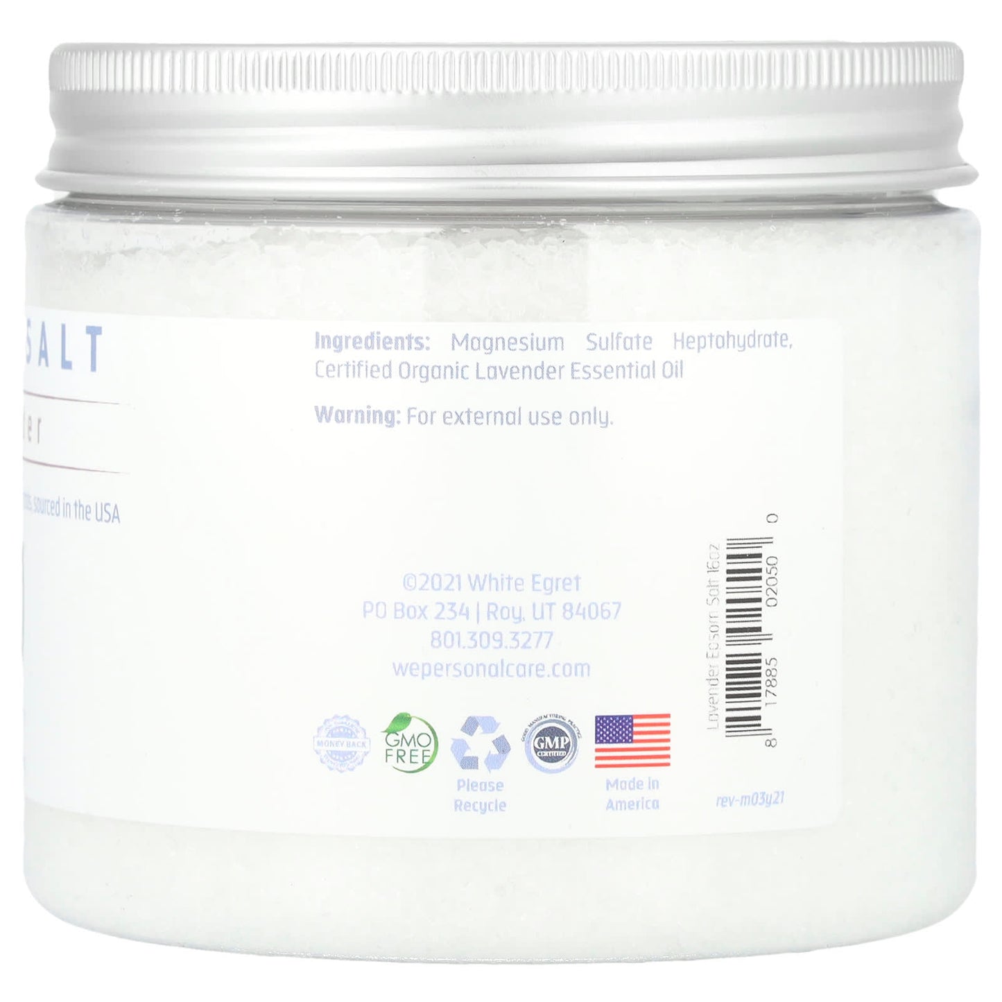 White Egret, Epsom Salt, Lavender, 16 oz (454 g) - Image 2
