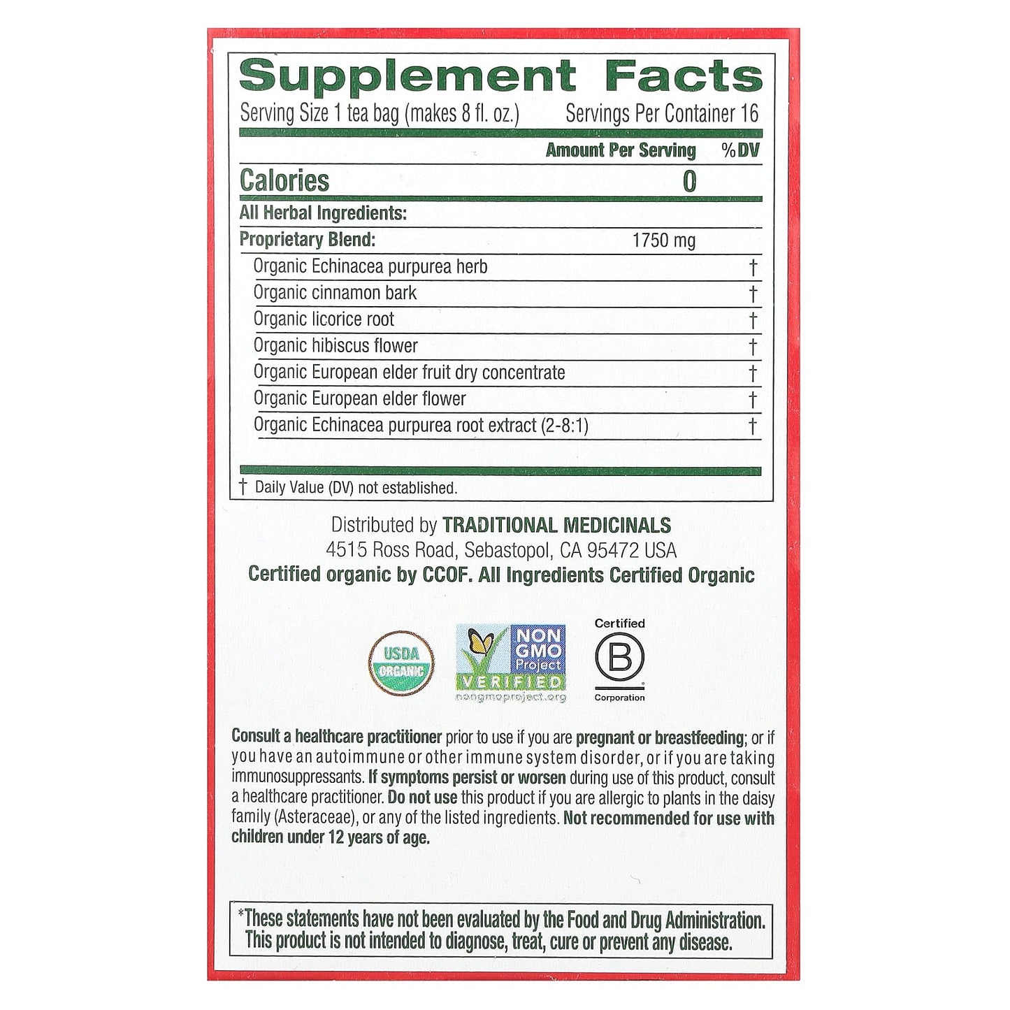 Traditional Medicinals, Organic Immune Zoom, Elderberry Echinacea, Caffeine Free, 16 Wrapped Tea Bags, 0.99 oz (28 g) - Image 2