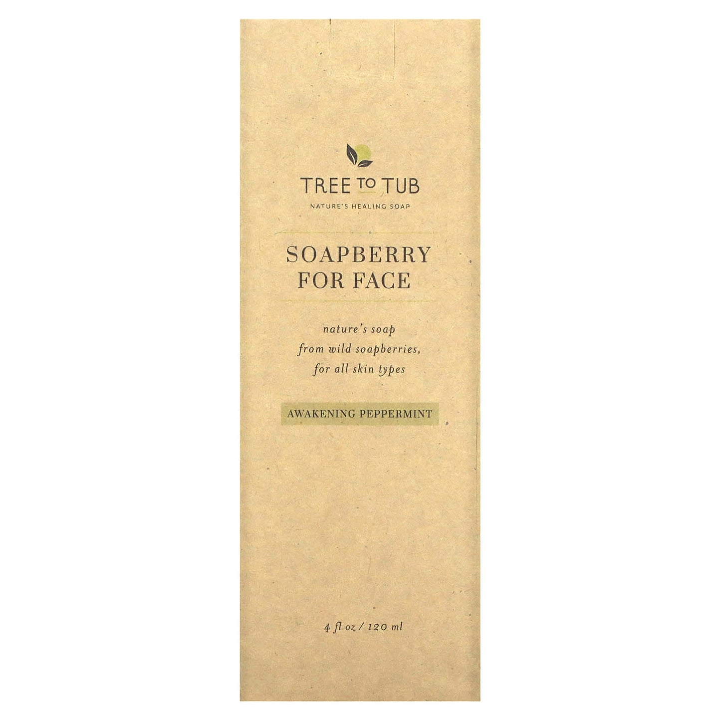 Tree To Tub, Soapberry Gentle Foaming Face Wash Cleanser, Oil Free, pH Balanced for Oily, Sensitive Skin, Awakening Peppermint, 4 fl oz (120 ml) - Image 2