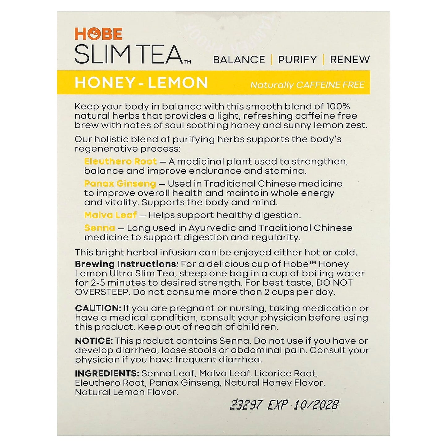 Hobe Labs Ultra Slim Tea: Caffeine-Free, Natural Herbal Blends for Balance - Image 2