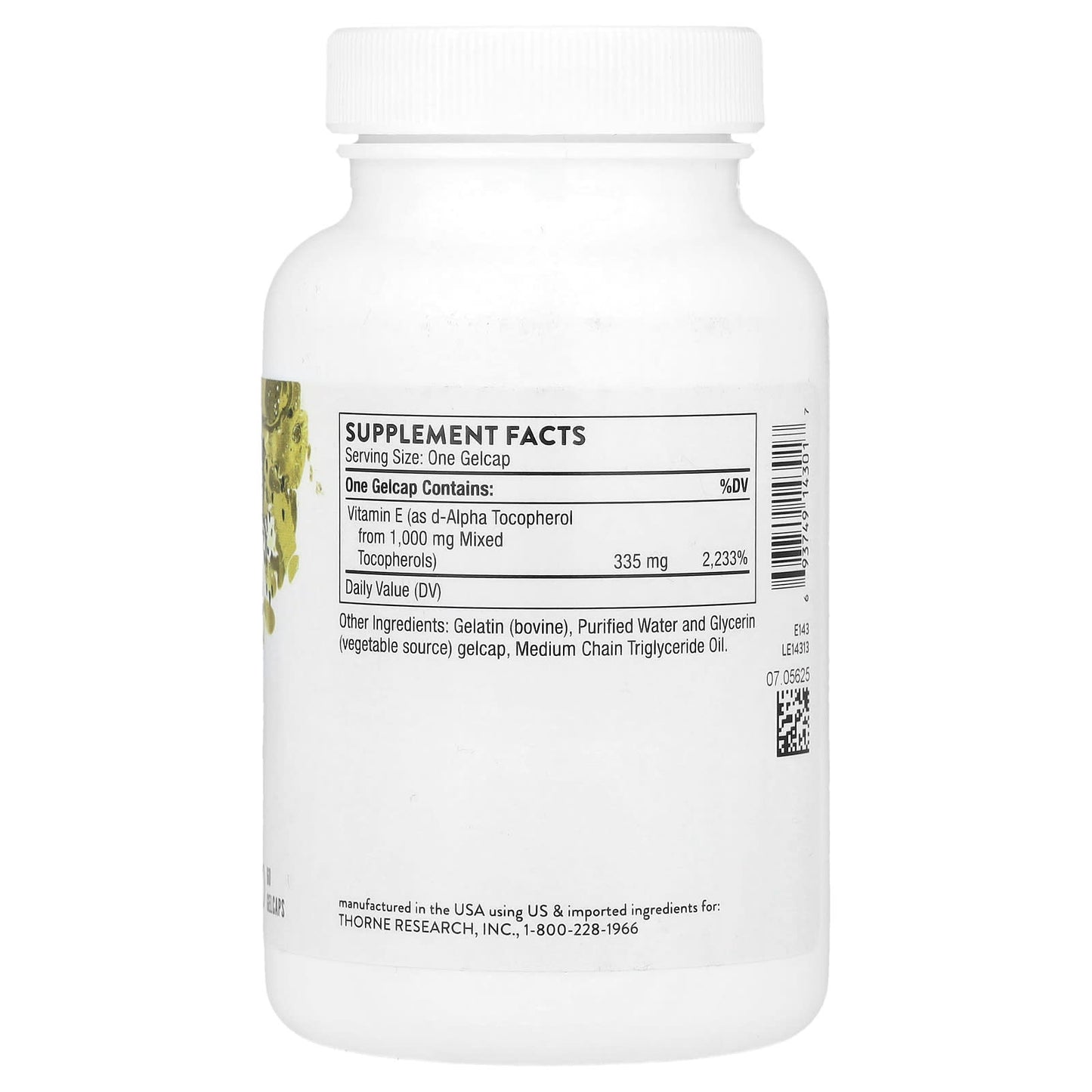 Thorne, Ultimate-E®, 60 Gelcaps (335 mg per Gelcap) - Image 2