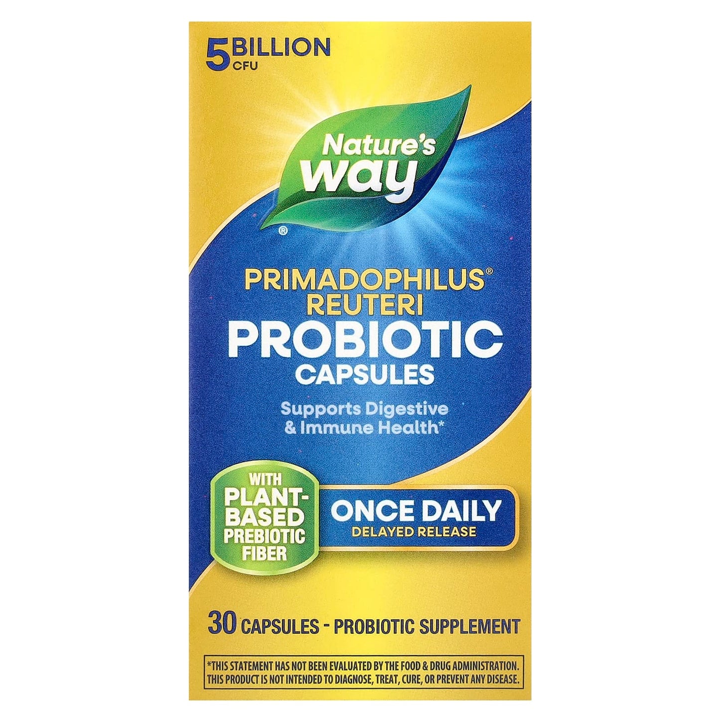 Nature's Way, Primadophilus® Reuteri Probiotic, 5 Billion CFU, 30 Capsules - Image 1