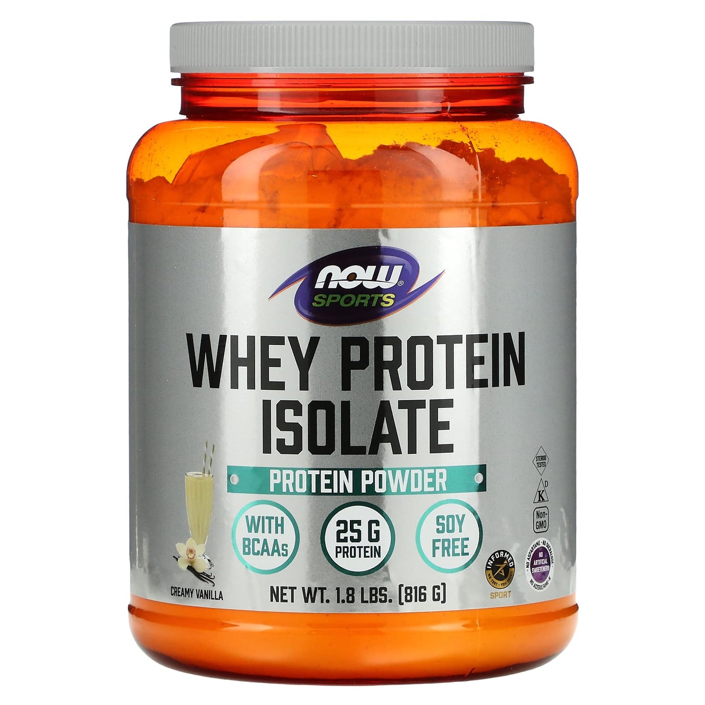 NOW Foods, Sports, Whey Protein Isolate, Creamy Vanilla, 1.8 lbs (816 g) - Image 1