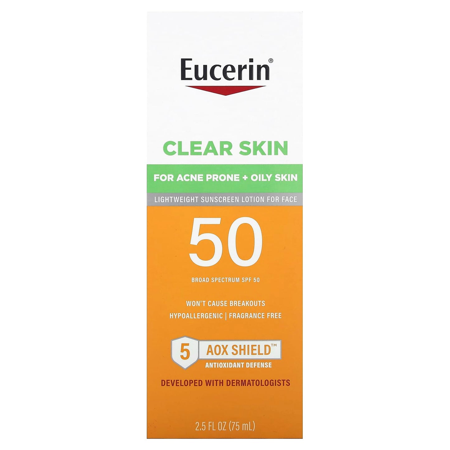 Eucerin Lightweight Sunscreen for Face, SPF 50, Fragrance Free, 2.5 fl oz - Image 2
