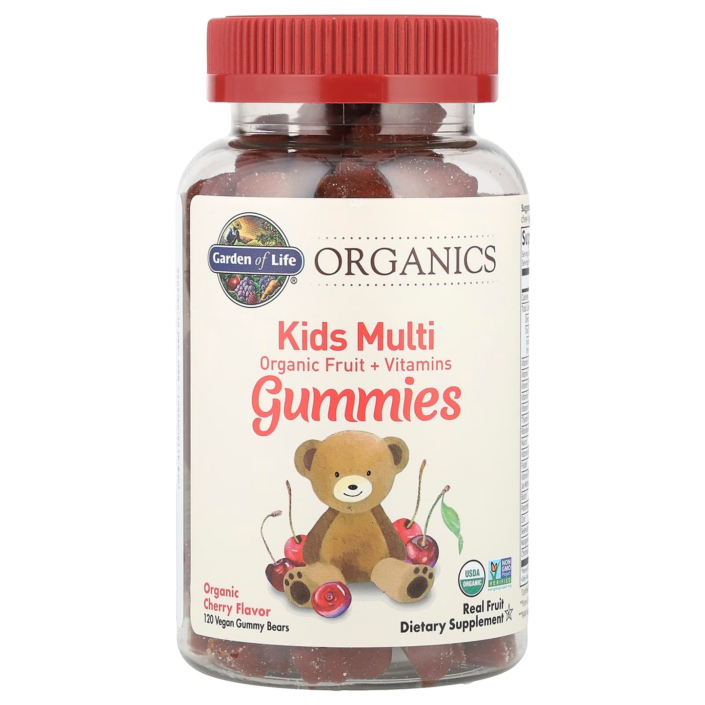 Garden of Life Kids Multi Gummies, USDA Organic, Vegan Cherry - Image 1