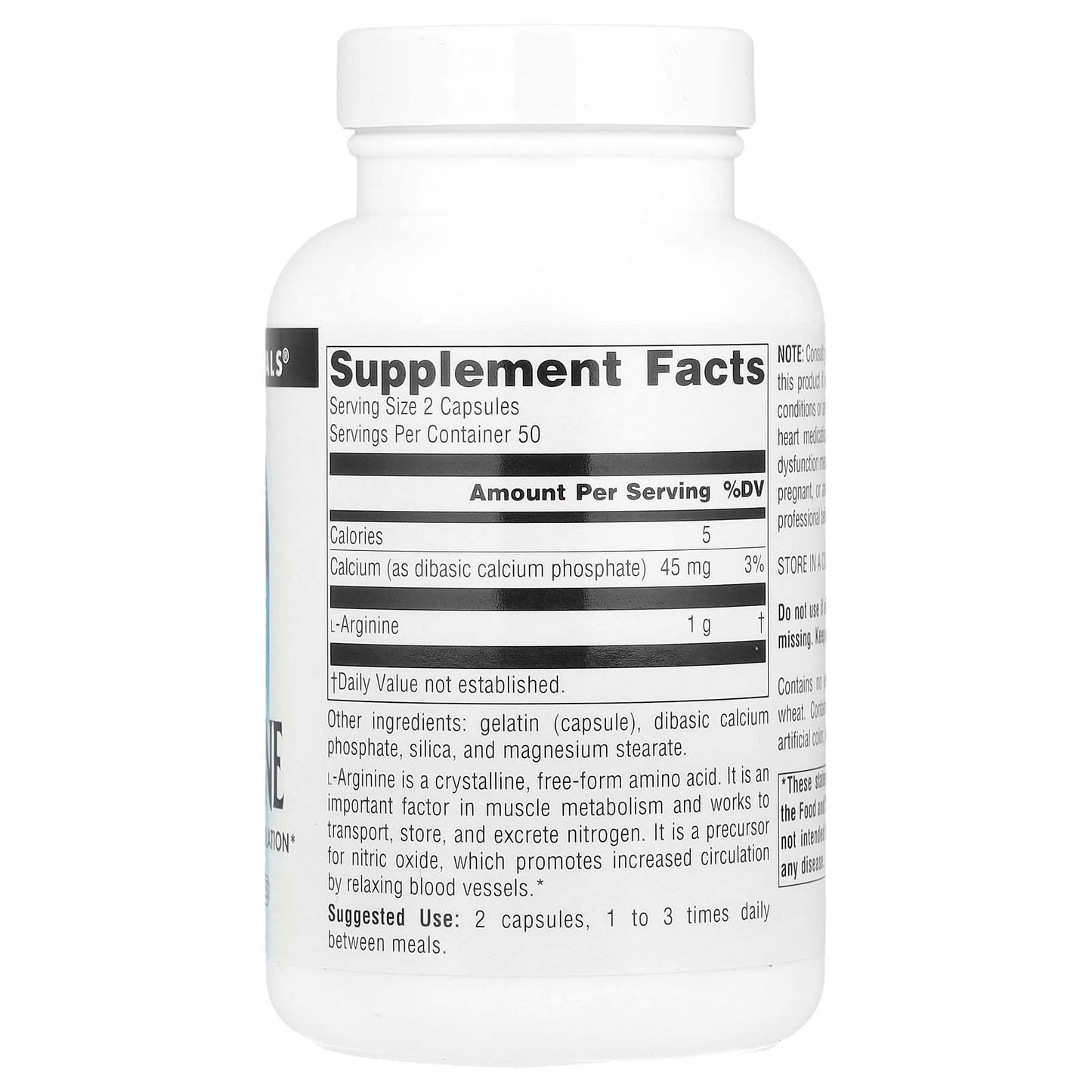 Source Naturals, L-Arginine, Free Form, 100 Capsules - Image 2