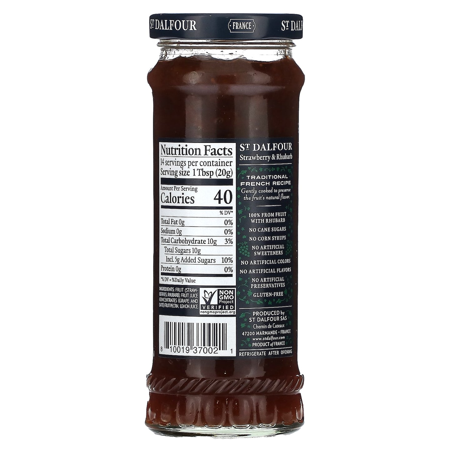 St. Dalfour, Strawberry & Rhubarb Fruit Spread , 10 oz (284 g) - Image 2