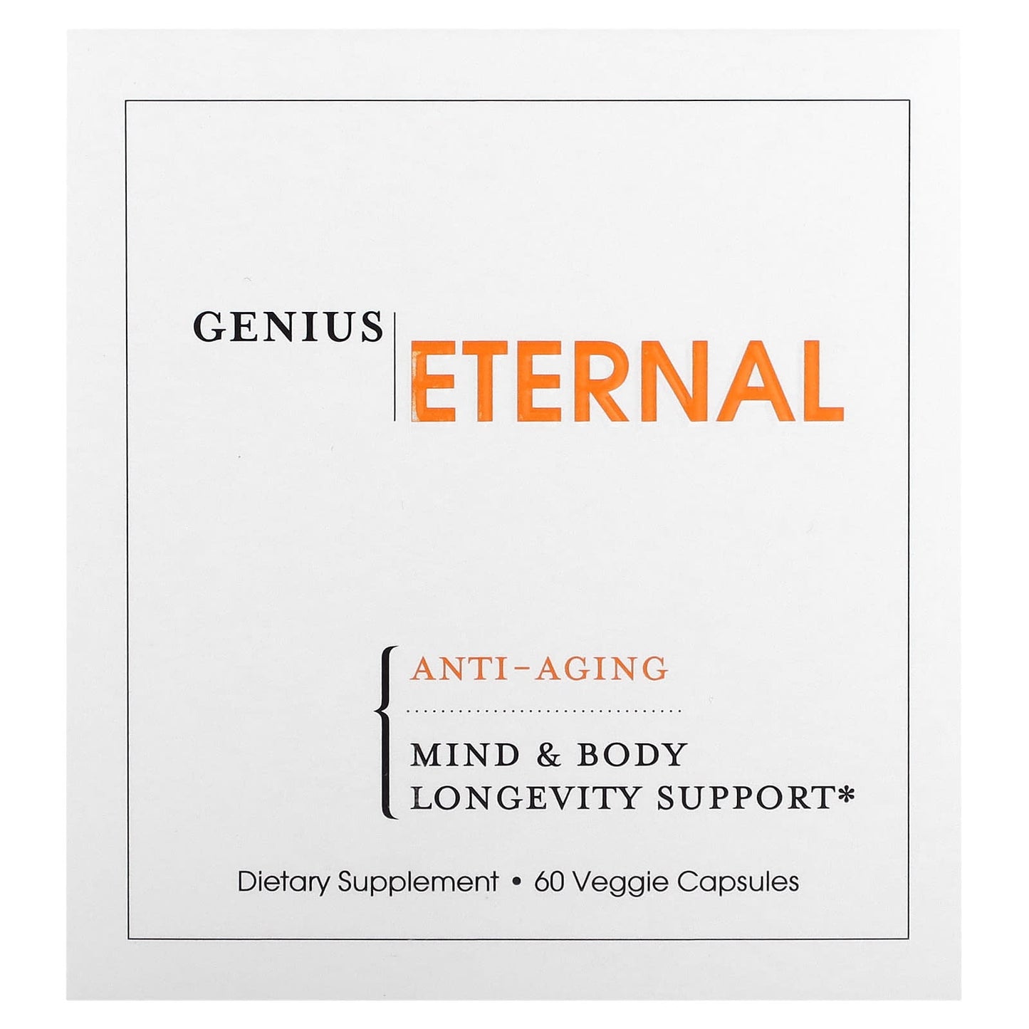 The Genius Brand, Eternal, Anti-Aging, 60 Veggie Capsules - Image 1