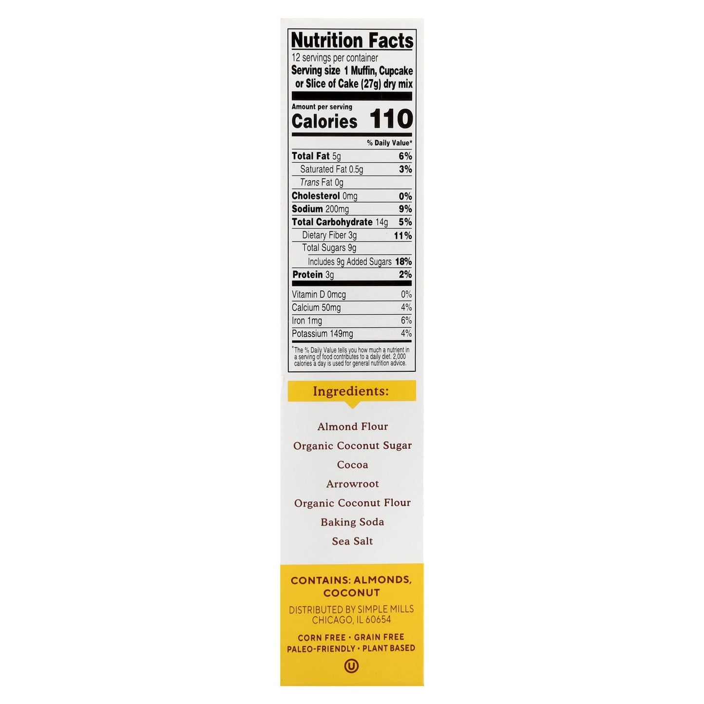 Simple Mills, Almond Flour Baking Mix, Chocolate Muffin & Cake, 11.2 oz (318 g) - Image 2