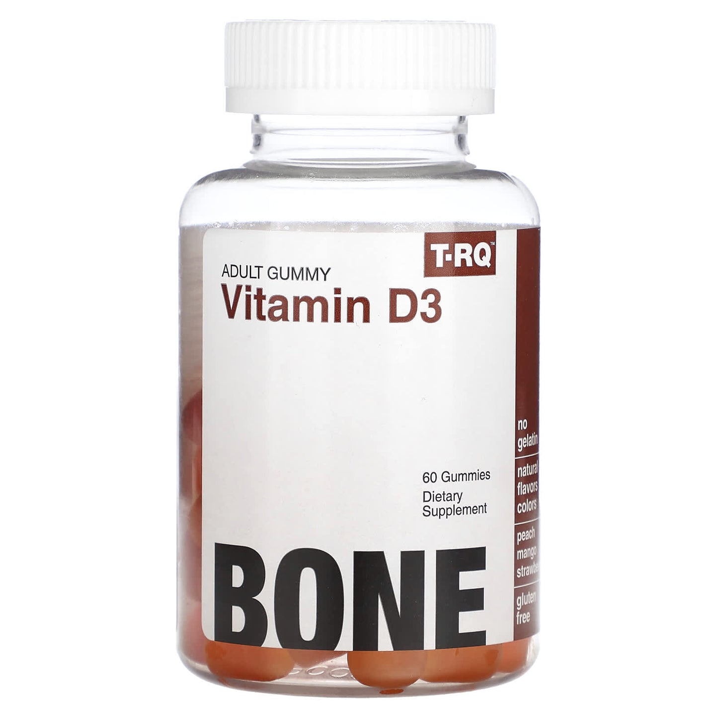 T-RQ, Adult Gummy, Vitamin D3, Peach, Mango, Strawberry, 60 Gummies - Image 1
