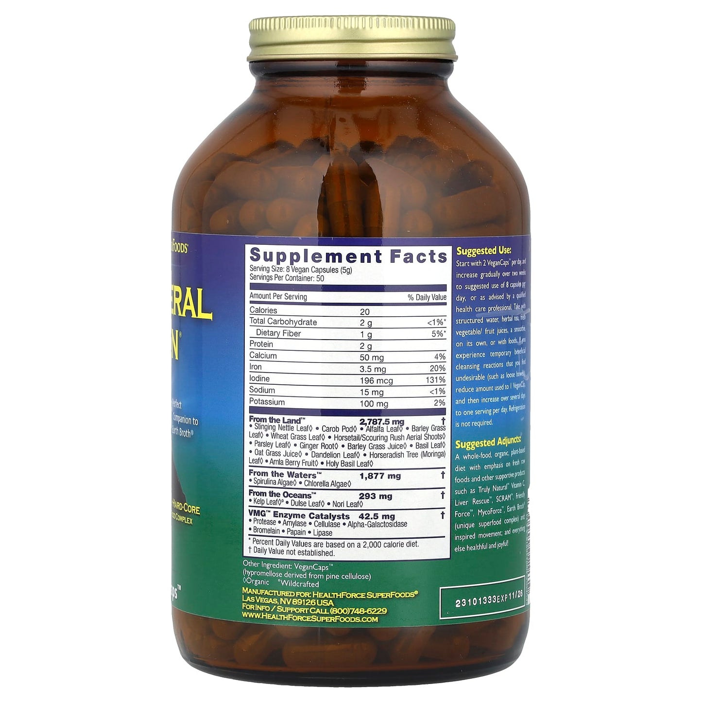 HealthForce Superfoods, Vitamineral Green Green Superfood Complex 400 VeganCaps - Image 2