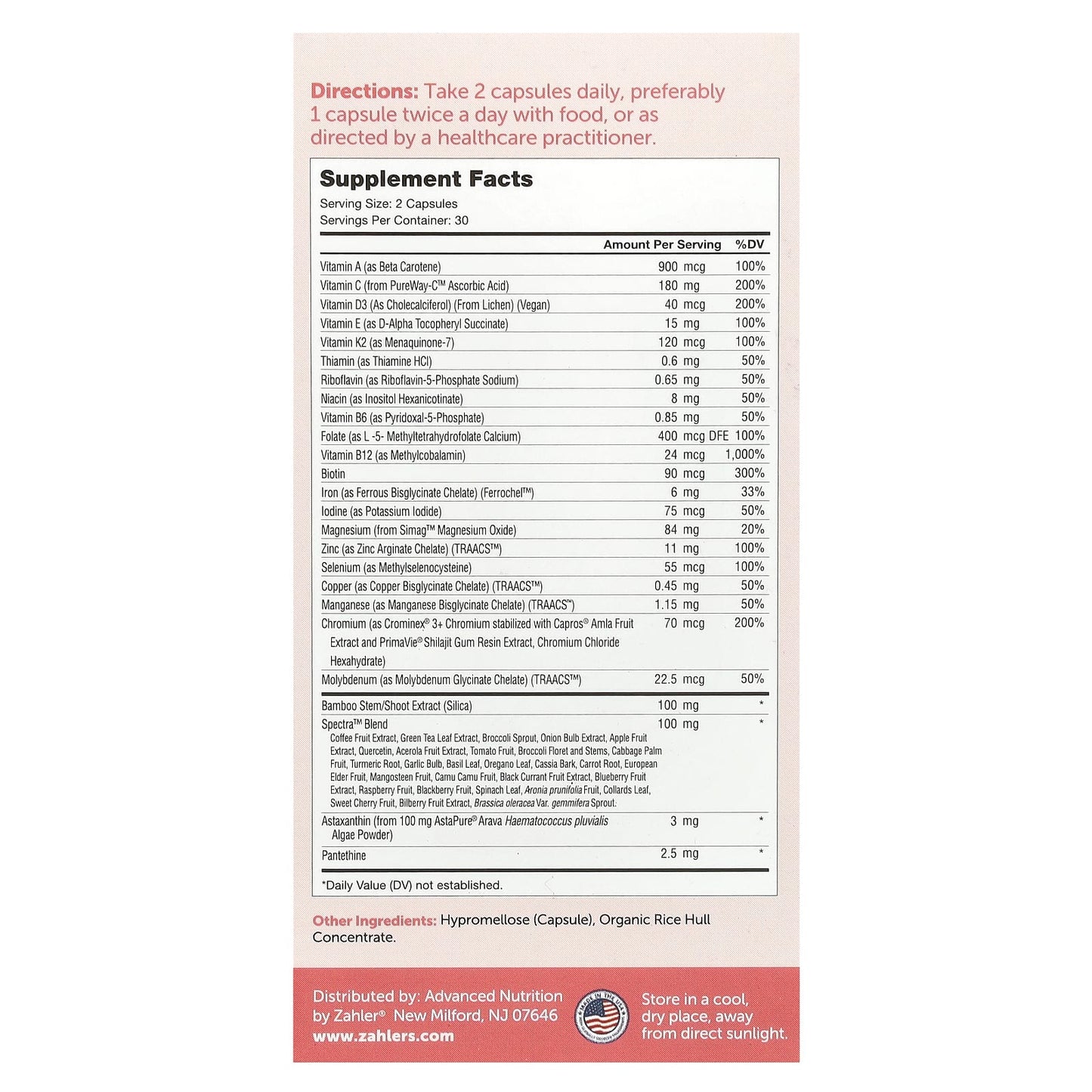 Zahler, Multivitamin, Beauty, 60 Capsules