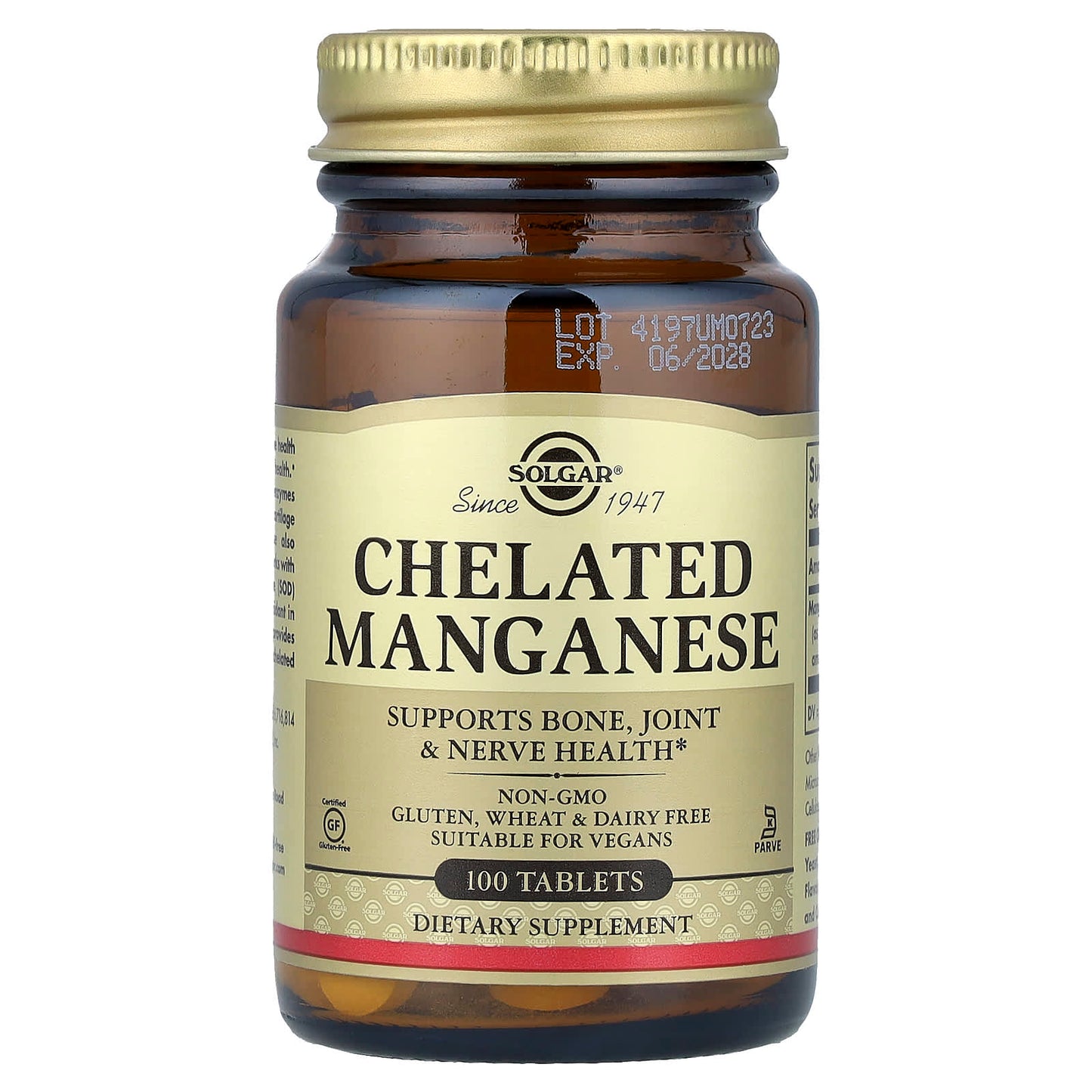 Solgar, Chelated Manganese, 100 Tablets (8 mg per Tablet) - Image 1