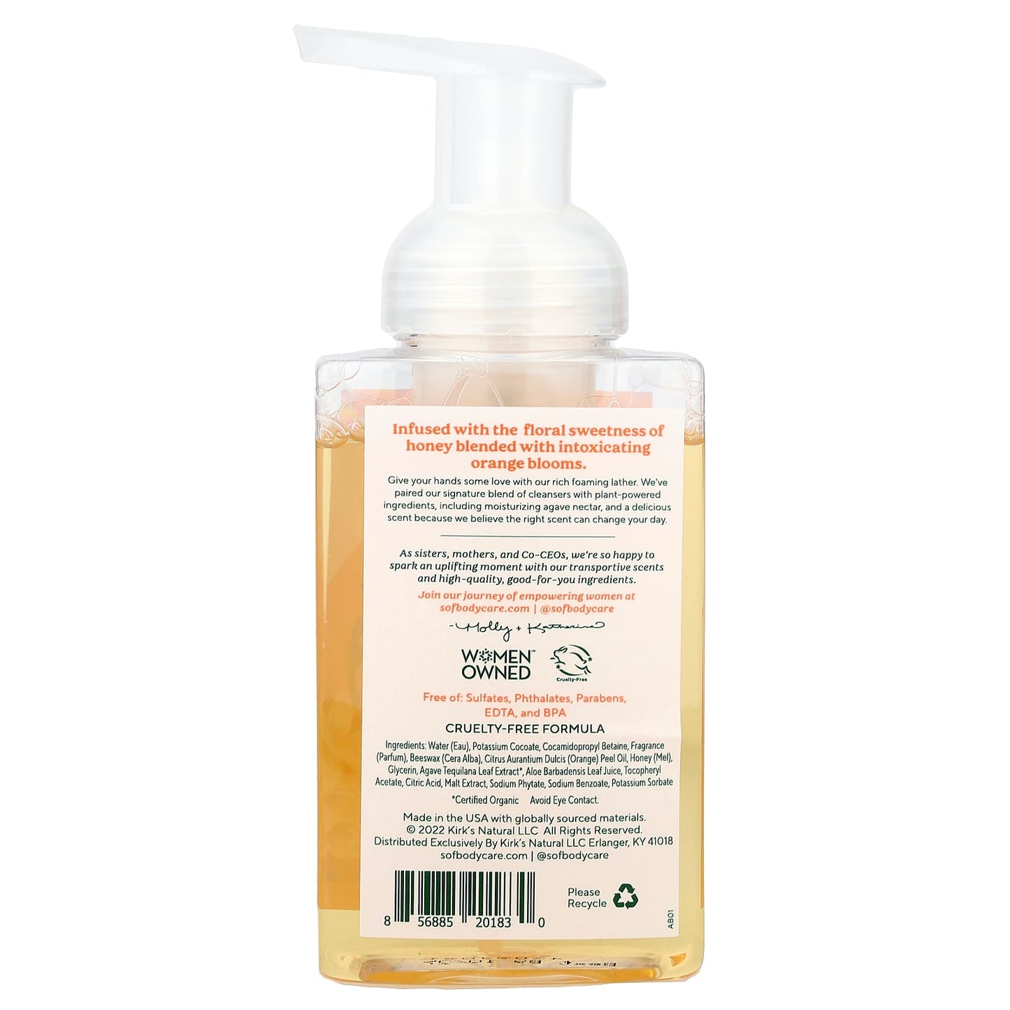 SoF, Hydrating Foaming Hand Wash with Agave Nectar, Orange Blossom & Honey, 8 fl oz (236 ml) - Image 2