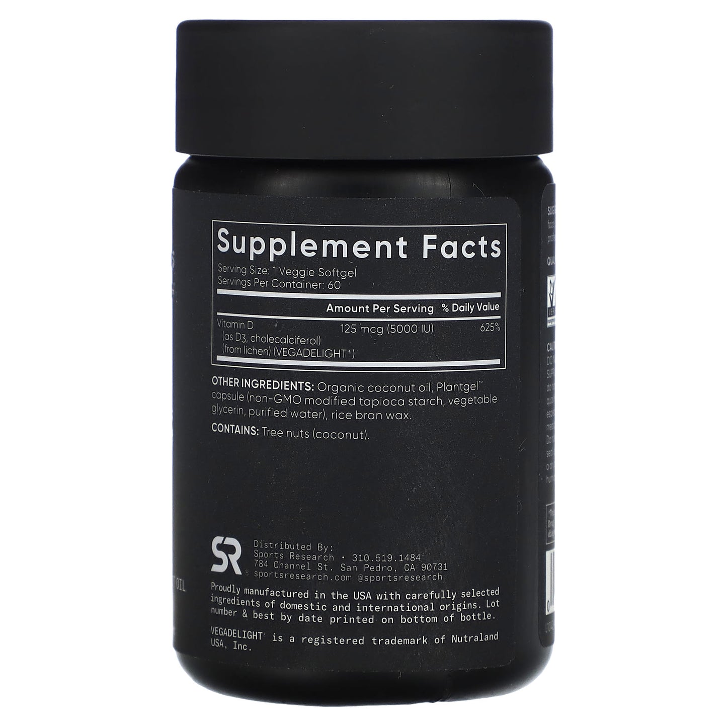 Sports Research, Vegan Vitamin D3, 125 mcg (5,000 IU), 60 Veggie Softgels - Image 2