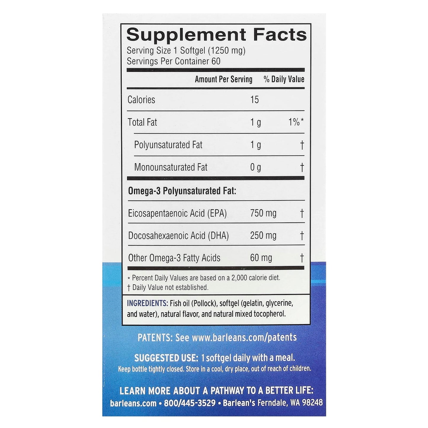 Barlean's Ideal Omega 3 Softgels for Heart Health and Brain Function - Image 2
