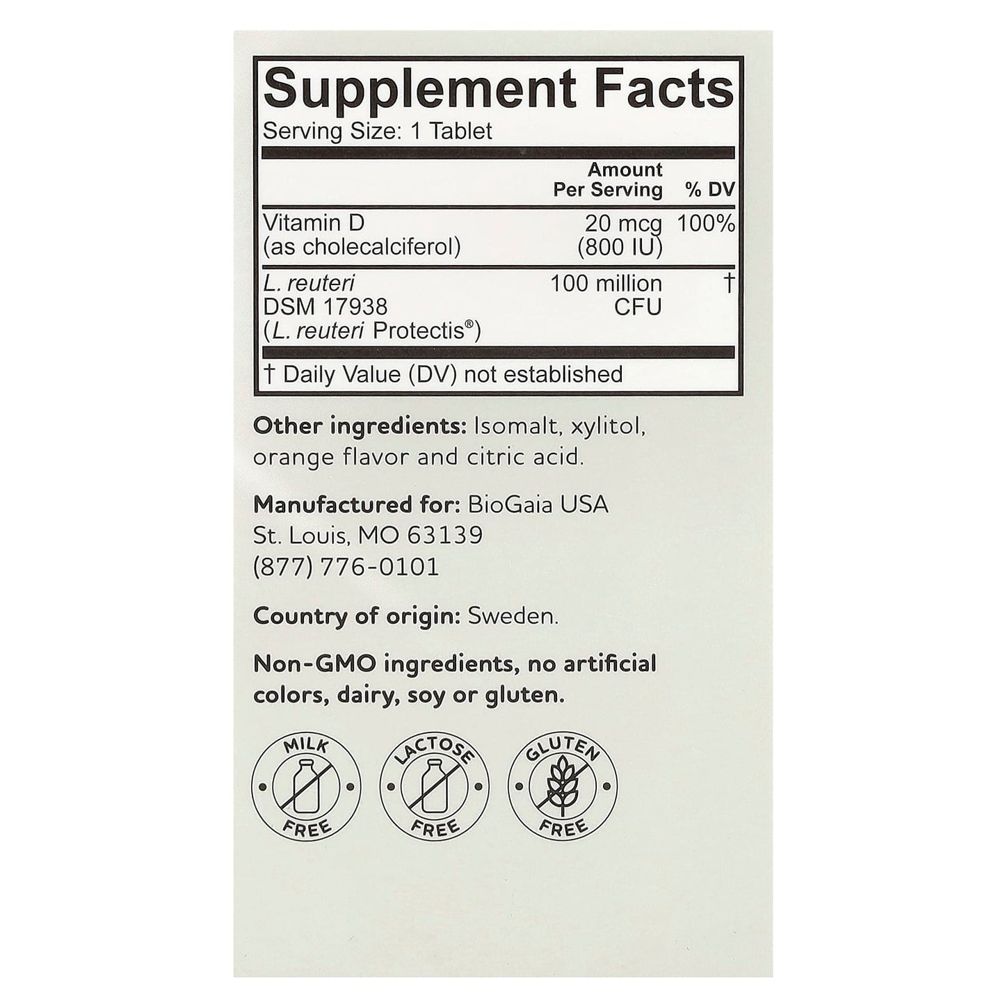 BioGaia Protectis Kids Probiotic Chewables with Vitamin D3 - 60 Tablets - Image 2