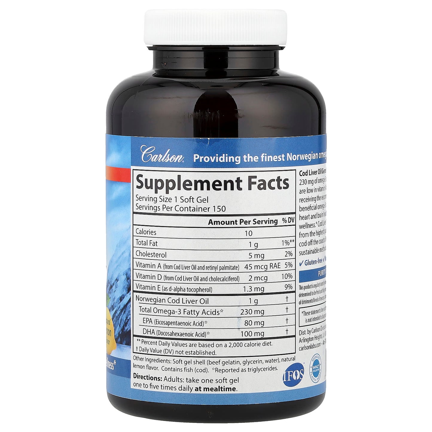 Carlson Cod Liver Oil Gems for Heart Health & Brain Function - Image 2