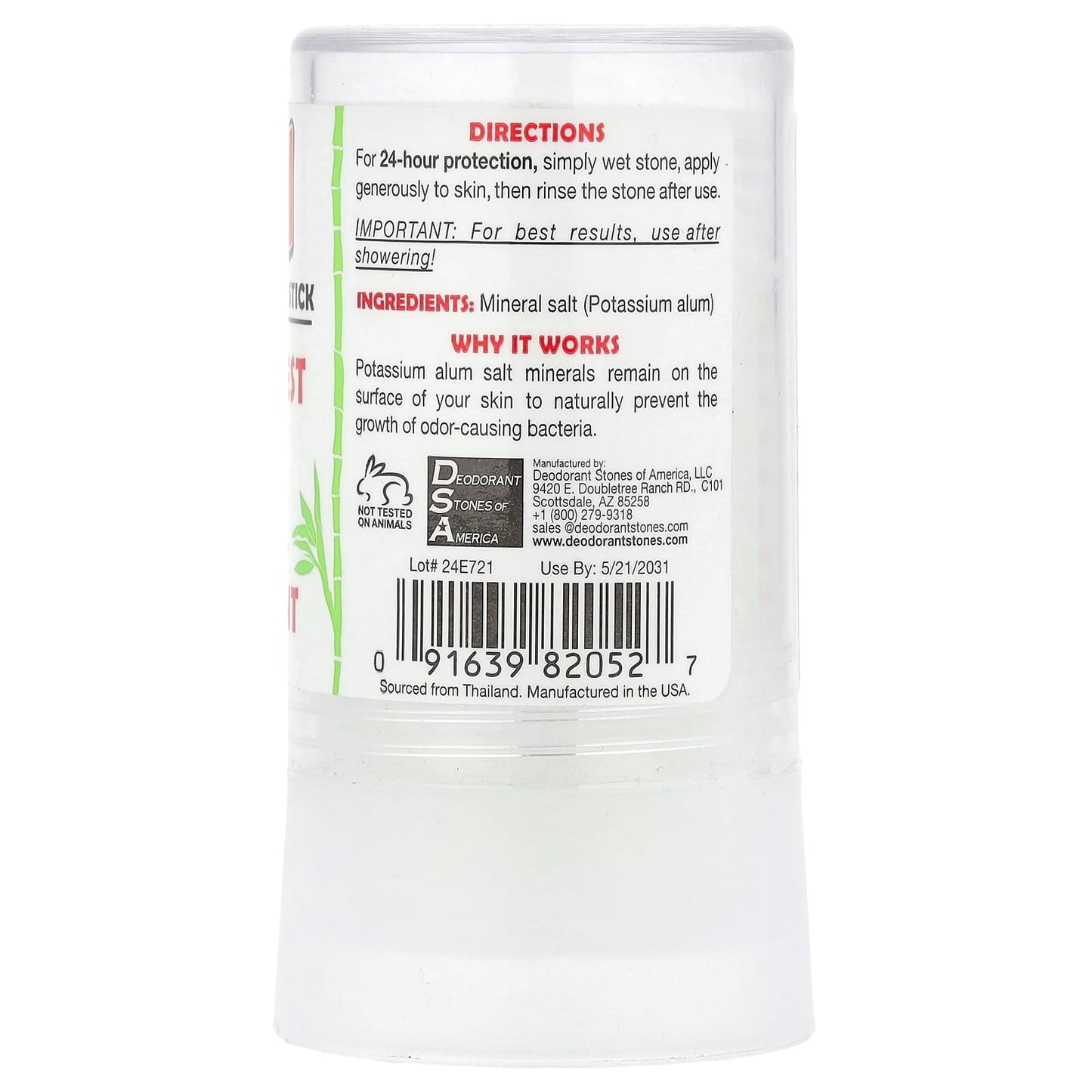Thai Deodorant Stone, Thai Crystal Deodorant Stick, 4.25 oz (120 g) - Image 2