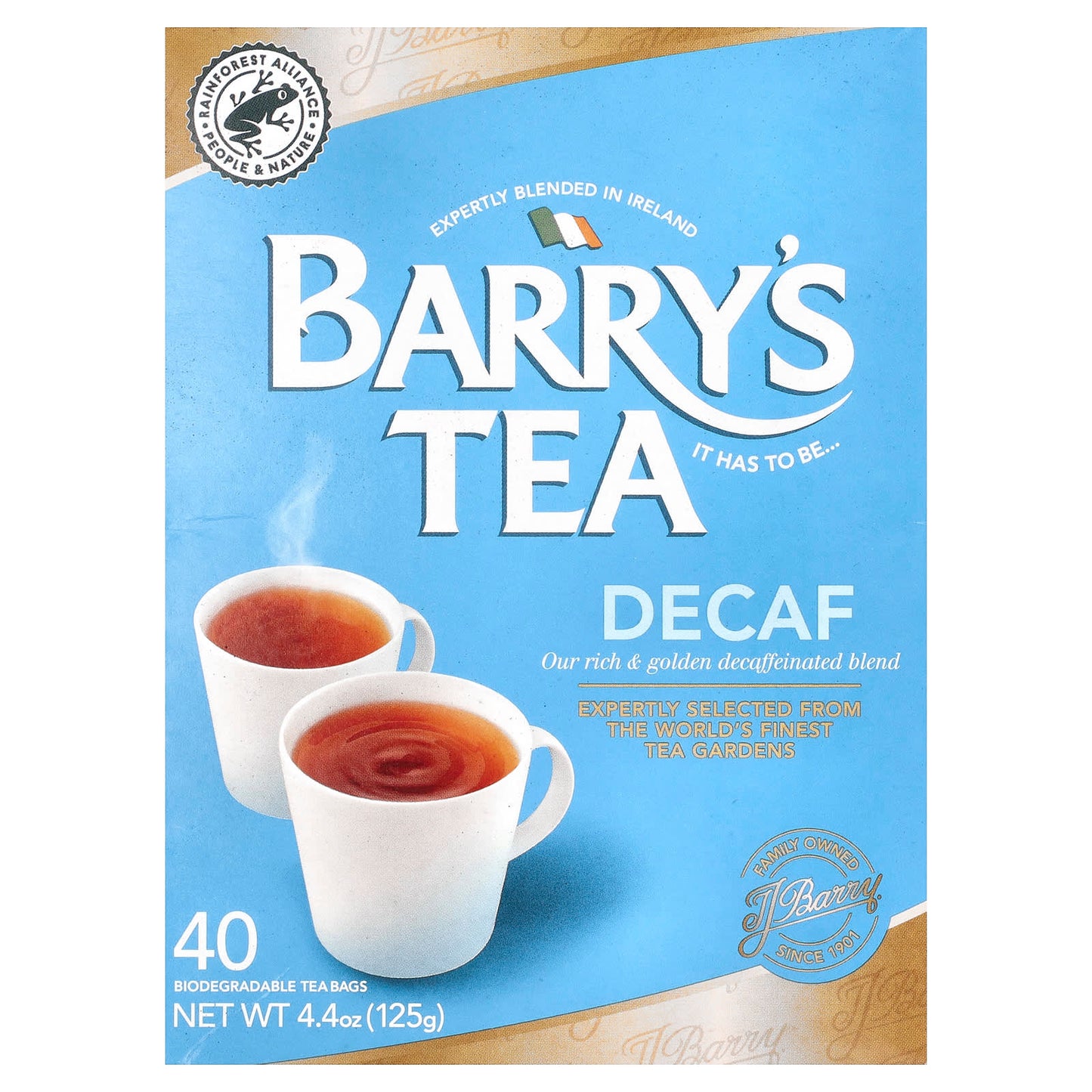 Decaf Tea Blend by Barry's Tea, 40 Tea Bags, 4.4 oz - Image 1