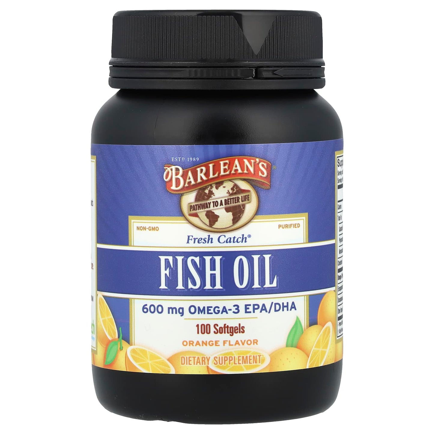 Barlean's, Fresh Catch®, Fish Oil, Omega-3 EPA/DHA, Orange, 600 mg, 100 Softgels (300 mg per Softgel)