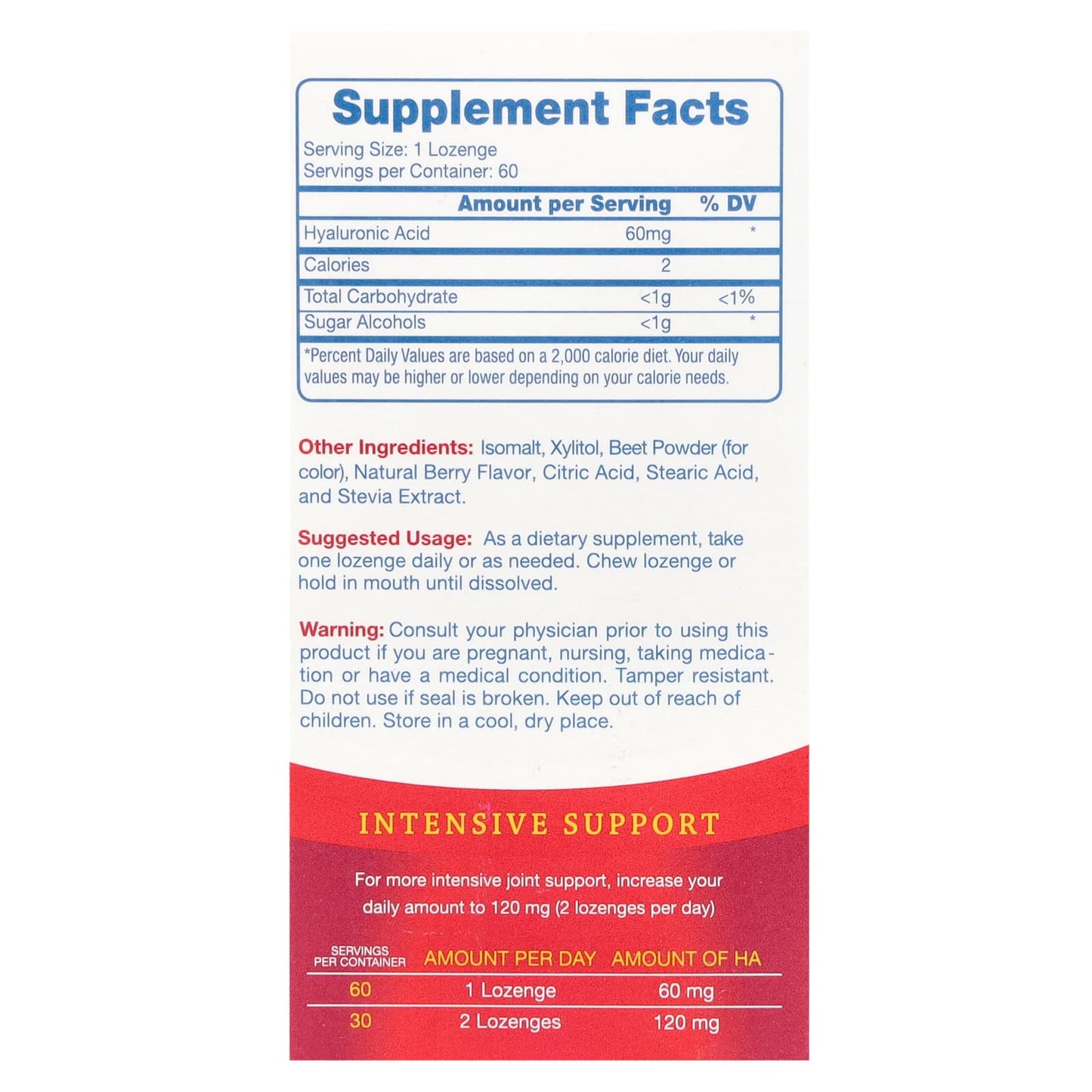 Hyalogic, Hyaluronic Acid For Joints, Skin & Eyes, Mixed Berry, 60 mg, 60 Lozenges