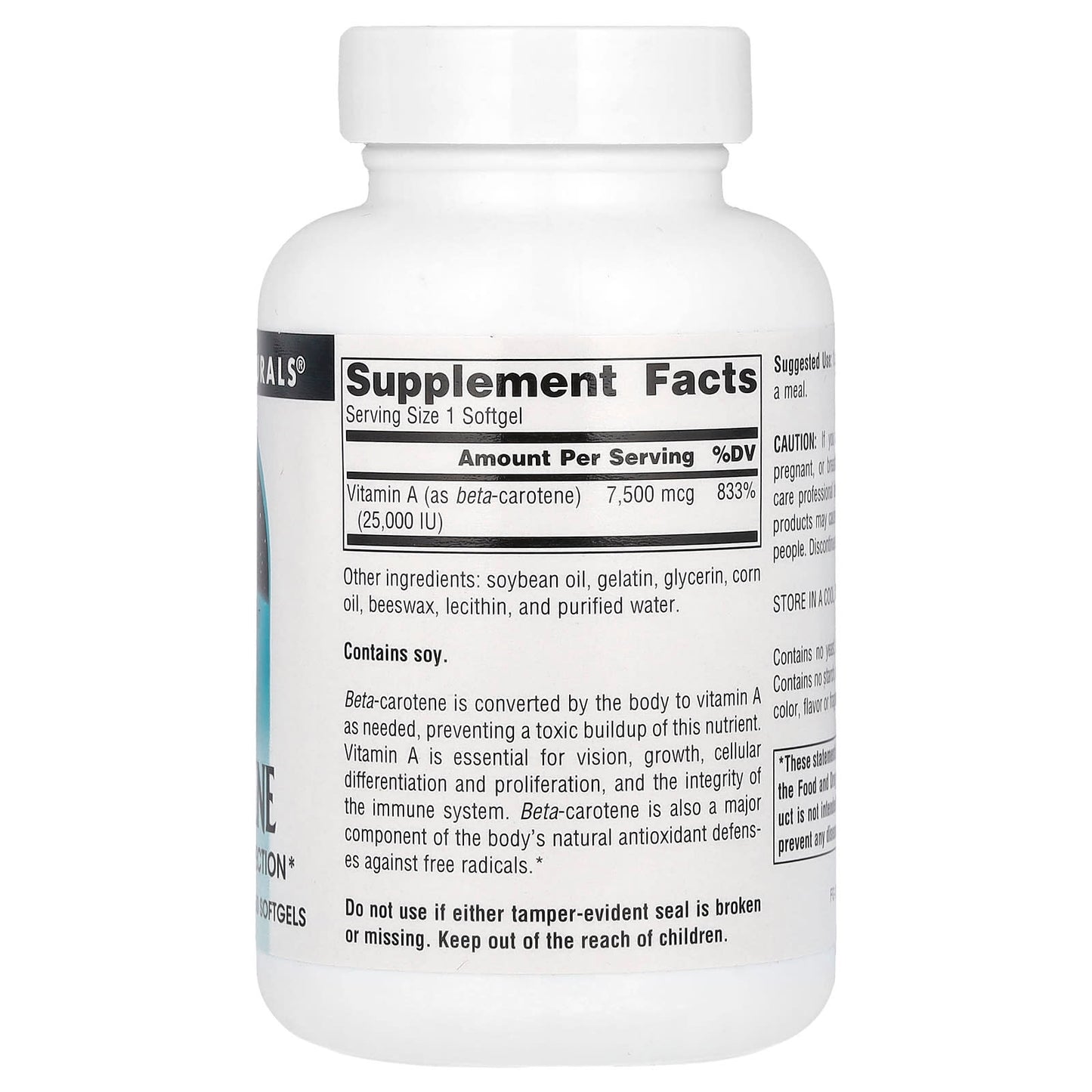 Source Naturals, Beta Carotene, 7,500 mcg (25,000 IU), 250 Softgels - Image 2